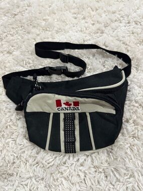 Canada Embroidered Black and Cream Men’s Waist Bag